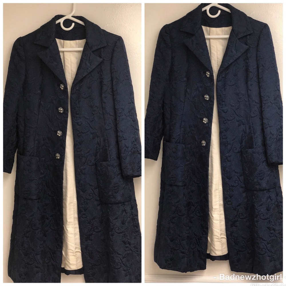 Vintage navy blue long length coat - Picture 4 of 16